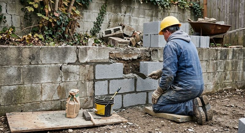 Cinder Block Wall Repair in Fenton, MI