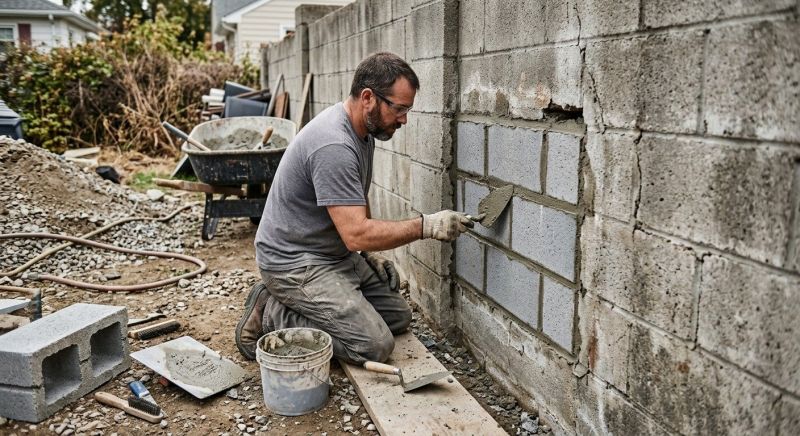 Cinder Block Wall Repair in Milford, MI