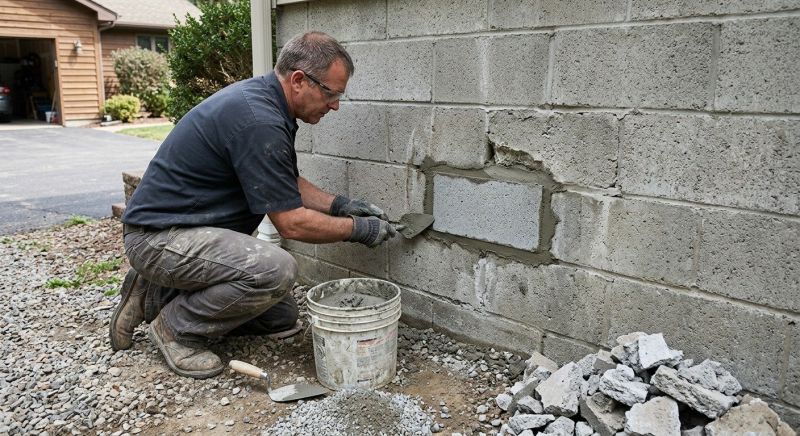 Cinder Block Wall Repair in Northville, MI
