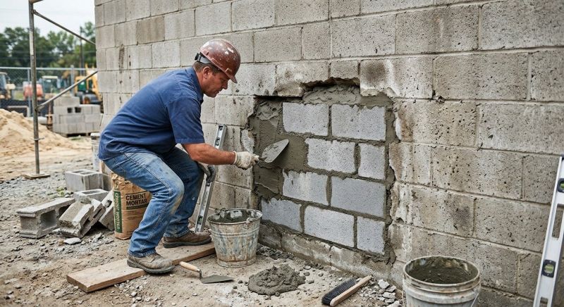 Cinder Block Wall Repair in Pontiac, MI